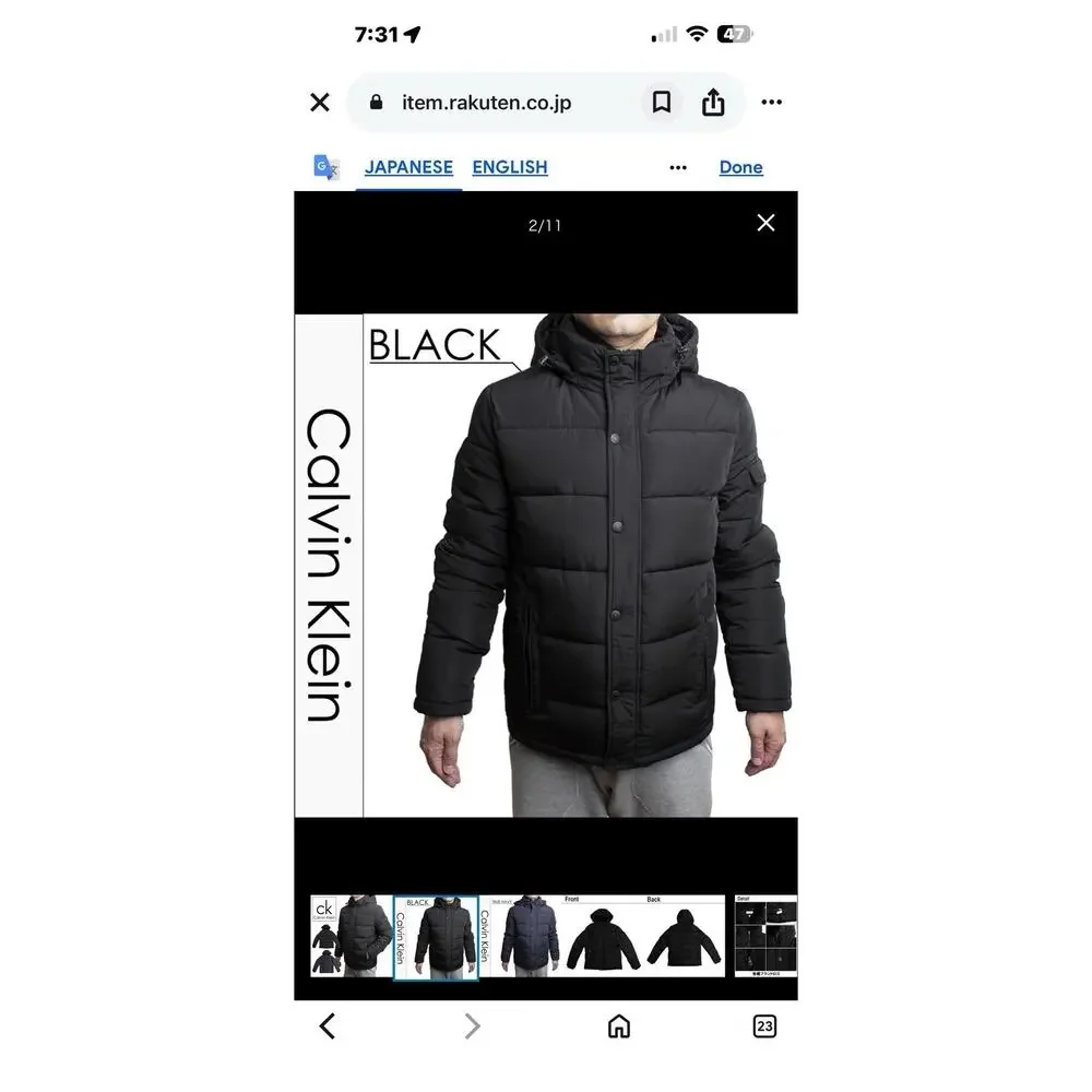 Calvin Klein Men's Core Puffer with Polar Fleece Bib Jacket Black Small